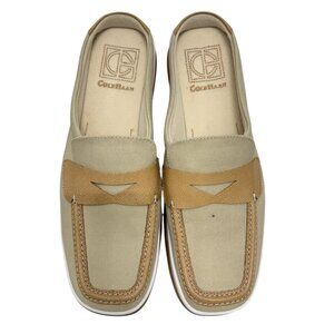 NWOT Cole Haan Country khaki canvas slide-on mules loafers women's size 10 B